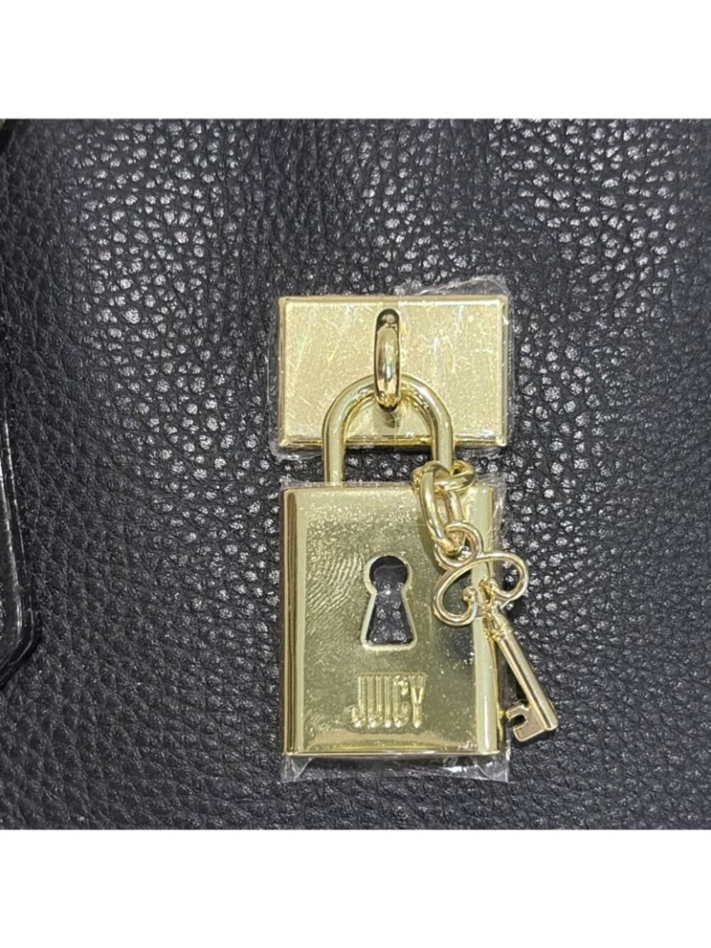 Juicy Couture Under Lock Satchel Dome Black Double Handle Crossbody Y2K NEW - Picture 3 of 11